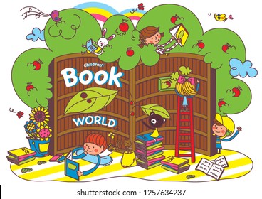 Children reading in the library