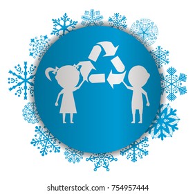 children and recycling christmas icon