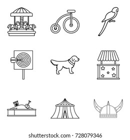 Children responsibility icons set. Outline set of 9 children responsibility vector icons for web isolated on white background