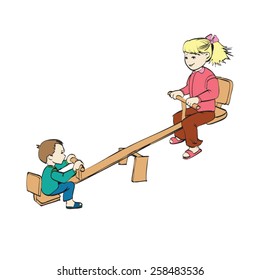 children ride on a swing vector