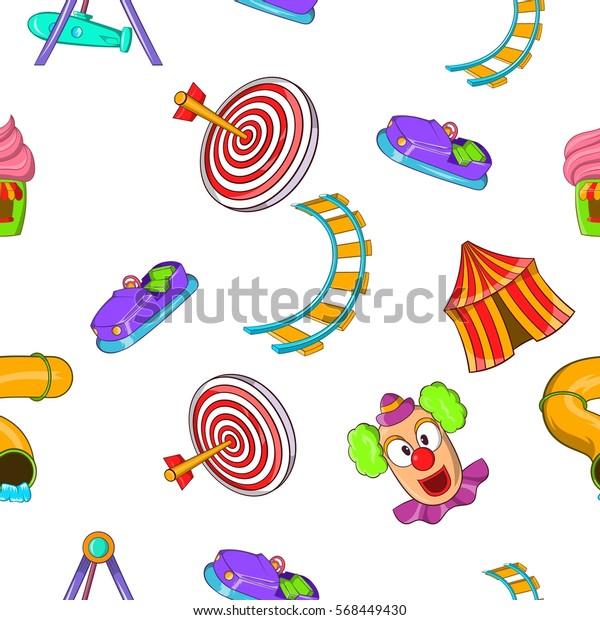 Children rides pattern. Cartoon\
illustration of children rides vector pattern for\
web