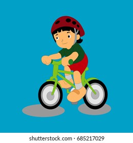 Children Riding bicycle on the park cartoon