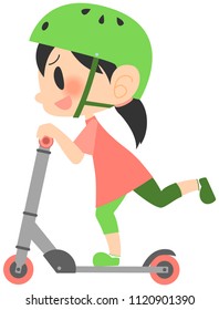 Children riding a kickboad