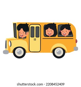 Children Riding On School Bus  vector