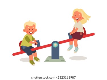 Niños Montando En Una Ilustración Del Vector De Swing