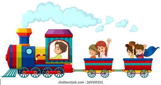 Children riding the train