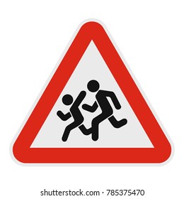 Children roadsign icon. Flat illustration of children roadsign vector icon for web.