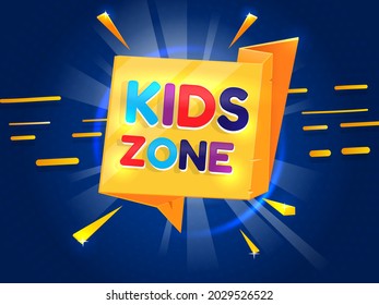 Children room banner. Kids education playground label, preschool entertainment emblem. Childish fun party, kidzone decent vector background