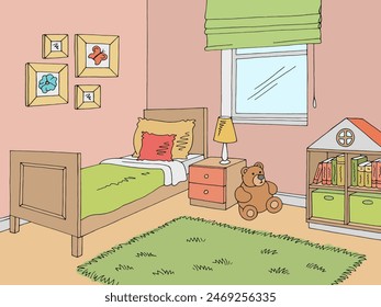 Children room graphic color sketch illustration vector 