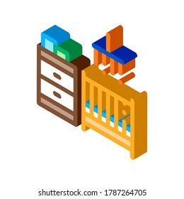 Children Room Icon Vector. Isometric Children Room sign. color isolated symbol illustration