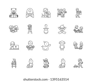 Children room line icons, signs, vector set, outline illustration concept 