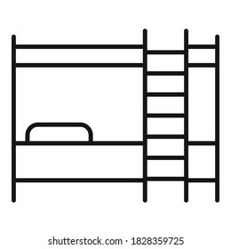 Icono de la cama de litera moderna en la habitación para niños. Esbozar niños habitación litera moderna icono vector cama para diseño web aislado en fondo blanco