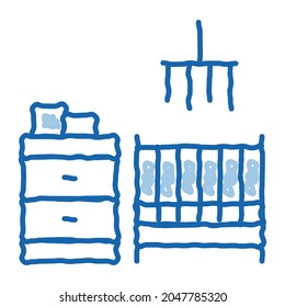 Children Room sketch icon vector. Hand drawn blue doodle line art Children Room sign. isolated symbol illustration
