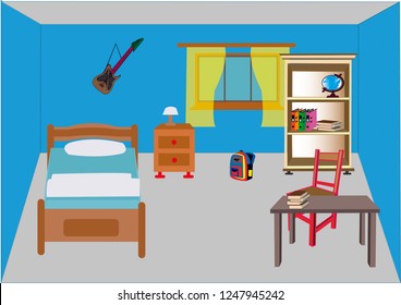 Children Room Vector Illustrationsingle Bed Childrens Stock Vector ...