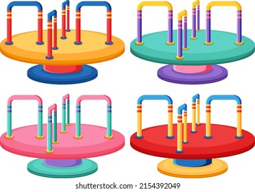 Children Roundabout Playground Cartoon Illustration