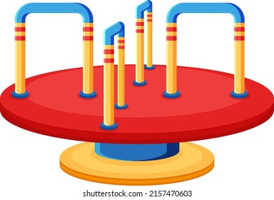 Children Roundabout Playground Cartoon Illustration