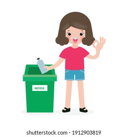 Children Rubbish Recycling Kids Segregating Trash Stock Vector (Royalty ...