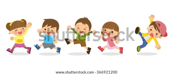 Children Running Stock Vector (Royalty Free) 366921200 | Shutterstock