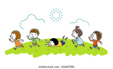 Children running cheerfully