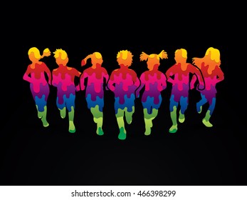 Children running, Designed using colorful graphic vector.
