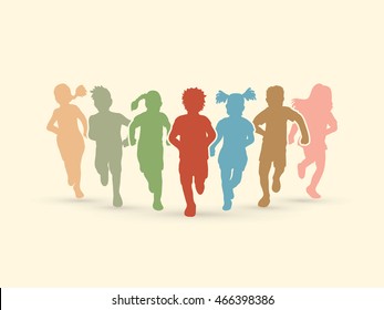 Children running, Designed using colorful graphic vector.