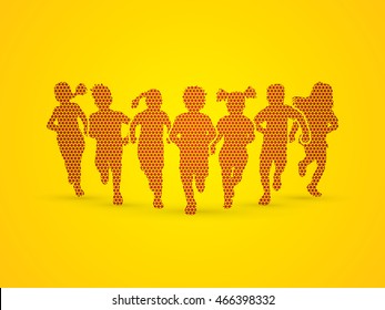 Children running, Designed using geometric pattern graphic vector.