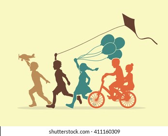 Children running, Friendship graphic 