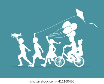 Children running, Friendship graphic 