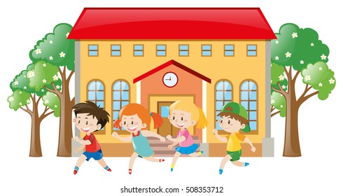 Children Playing School Illustration Stock Vector (royalty Free) 1027078525