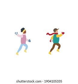 children running and playing in the snow