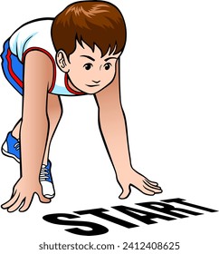 children running race start vector illustration