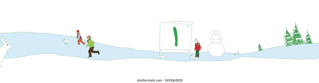 Children running in the snow