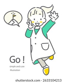 Children running towards a goal - simple and stylish line drawing illustration