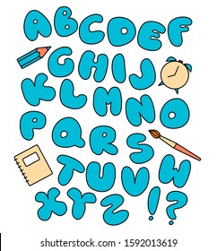 Children s abc in the cartoon style. Vector illustration of an alphabet