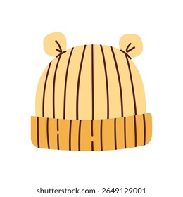 Children s bonnet. on a white background. Girls or boy hat for a newborn, baby hat flat illustration isolate on white. Kids head wears for summer, winter, autumn. Children headdresses.