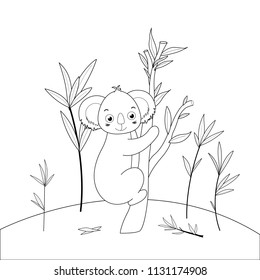 children s coloring book with cartoon animals. Educational tasks for preschool children nice Koala