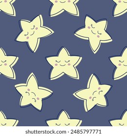 Patrón lindo de los niños con una Pequeña estrella durmiente. Fondo lindo de los niños para el Fondo de pantalla, papel, tela.