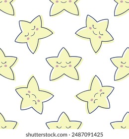 Patrón lindo de los niños con una Pequeña estrella durmiente. Fondo lindo de los niños para el Fondo de pantalla, papel, tela.