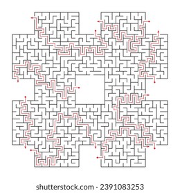 El juego educativo para niños encuentra la manera correcta. El laberinto es un rompecabezas. Ilustración vectorial en blanco y negro