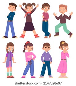 Children s emotions joyful and sad crying and laughing - boys and girls, cartoon style