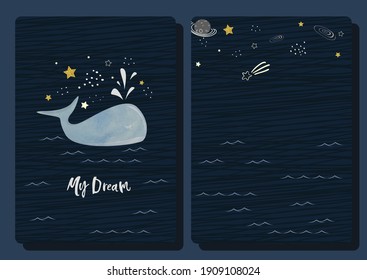 For children s exercise book or notepad template with sea life