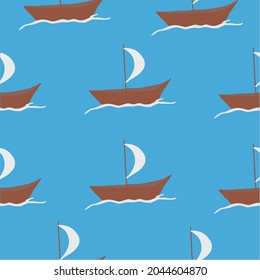 Children s pattern with the image of a boat