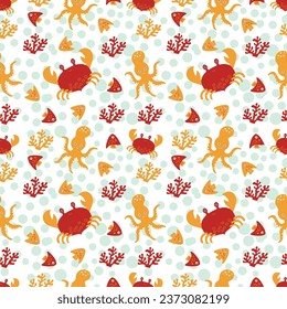 Children s seamless pattern depicting underwater life. Ideal for baby bedding, fabric, wallpaper, wrapping paper, textiles