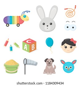 Children s toy cartoon icons in set collection for design. Game and bauble vector symbol stock web illustration.