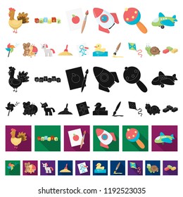 Children s toy cartoon icons in set collection for design. Game and bauble vector symbol stock web illustration.