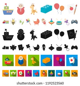 Children s toy cartoon icons in set collection for design. Game and bauble vector symbol stock web illustration.
