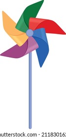 Children s toy windmill. Multi-colored windmill for children. Toy, vector illustration isolated on a white background