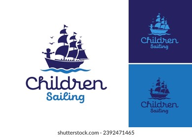 Children Sailing Logo is a design asset suitable for any children-related businesses or organizations that promote adventure, exploration, or water activities.