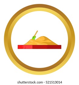 Children sandpit vector icon in golden circle, cartoon style isolated on white background