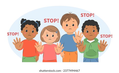Children say stop. Vector illustration